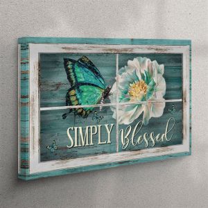 Simply Blessed Canvas Wall Art Butterfly Camellia Flower Christian Art Christian Wall Art Canvas w9gkf6.jpg