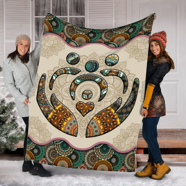 Social Worker Vintage Mandala Symbol Fleece Throw Blanket – Sherpa Throw Blanket – Soft And Cozy Blanket