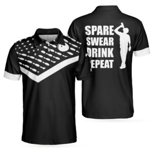 Spear Swear Drink Repeat Men Polo Shirt – Bowling Men Polo Shirt – Gifts To Get For Your Dad – Father’s Day Shirt