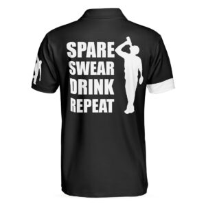 Spear Swear Drink Repeat Men Polo Shirt - Bowling Men Polo Shirt - Gifts To Get For Your Dad - Father's Day Shirt