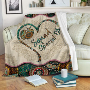 Special Ed Squad Vintage Mandala Fleece Throw Blanket - Sherpa Fleece Blanket - Soft Lightweight Blanket