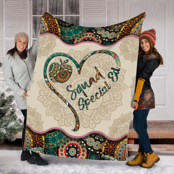 Special Ed Squad Vintage Mandala Fleece Throw Blanket – Sherpa Fleece Blanket – Soft Lightweight Blanket
