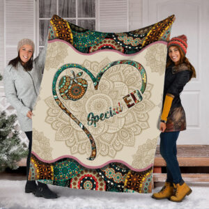 Special Ed Vintage Mandala Fleece Throw Blanket - Sherpa Fleece Blanket - Soft Lightweight Blanket