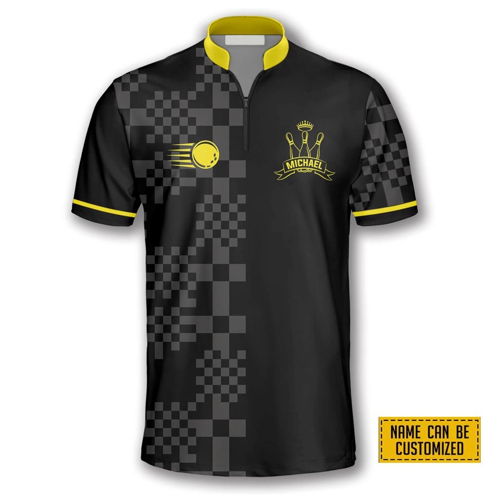 Sporty Abstract Pattern Bowling Personalized Names And Team Jersey Shirt – Gift For Bowling Enthusiasts