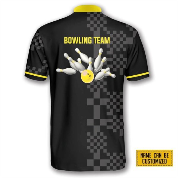 Sporty Abstract Pattern Bowling Personalized Names And Team Jersey Shirt – Gift For Bowling Enthusiasts