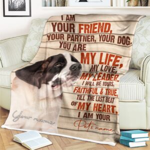St Bernard - Your Friend Your Partner Blanket - Gift For Dog Loverrs - Memorial Sherpa Blanket, Fleece Blanket