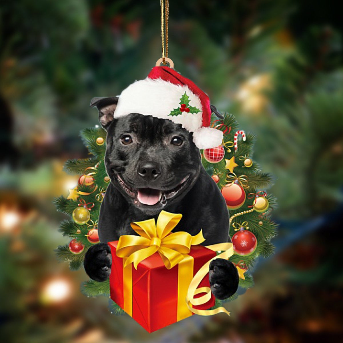 Staffordshire Bull Terrier-Dogs Give Gifts Hanging Christmas Plastic Hanging Ornament Gifts For Dog Lovers Staffordshire Bull Terrier-Dogs Give Gifts Hanging Christmas Plastic Hanging Ornament Gifts For Dog Lovers