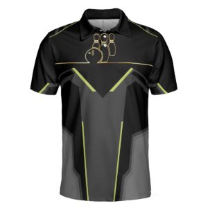 Strike Black And Golden Pattern Polo Shirt - Bowling Men Polo Shirt - Gifts To Get For Your Dad - Father's Day Shirt