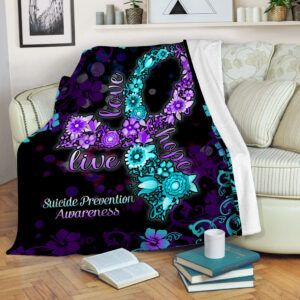 Suicide Prevention Flourish Fleece Throw Blanket - Sherpa Fleece Blanket - Weighted Blanket To Sleep