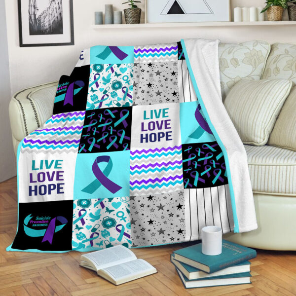 Suicide Prevention Shape Pattern Fleece Throw Blanket – Sherpa Fleece Blanket – Weighted Blanket To Sleep