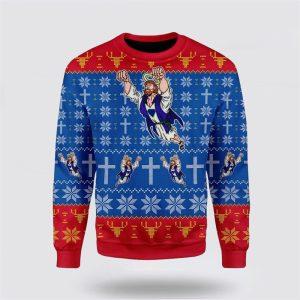 Super Jesus Ugly Christmas Sweater For Men…