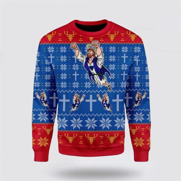 Super Jesus Ugly Christmas Sweater For Men & Women Adult – Gifts For Christians