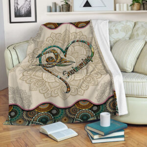 Swimming Symbol Vintage Mandala Fleece Throw Blanket…