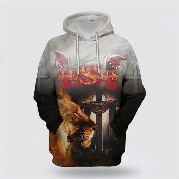 Take My Hand Jesus The Cross Lion Of Judah All Over Print 3D Hoodie – Gifts For Christians