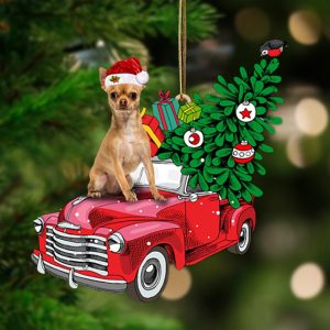 Tan Chihuahua Pine Truck Hanging Christmas Plastic…