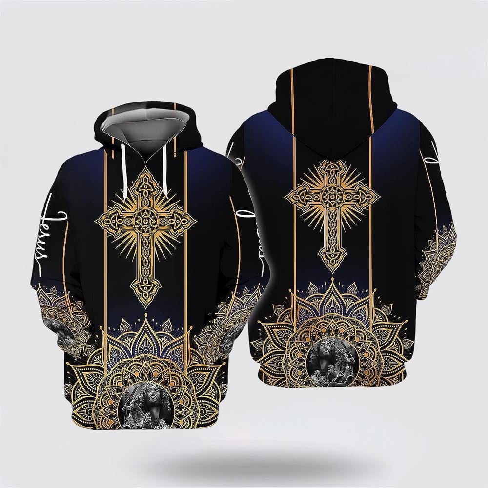 The Cross Jesus Face All Over Print Hoodie – Gifts For Christian Families