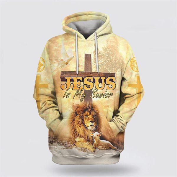 The Hand Of Jesus Lion And Lamb Hoodie Jesus Is My Savior All Over Print 3D Hoodie – Gifts For Christians