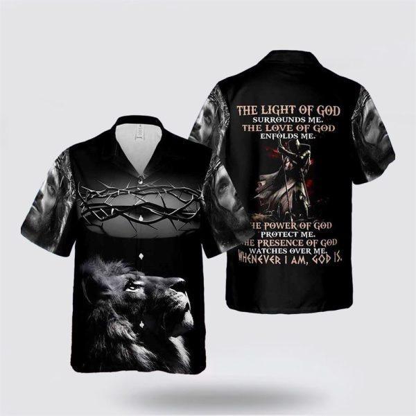 The Light Of God Surround me Jesus Hawaiian Shirt – Gifts For Christian Families