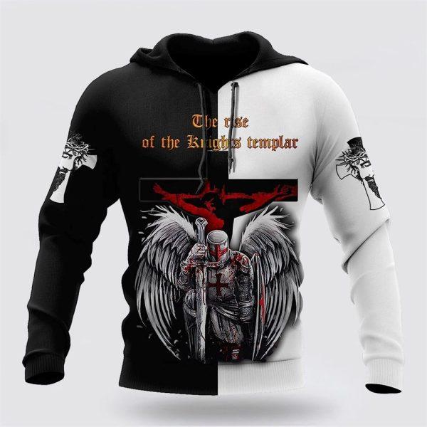 The Rise Of Knight Templar All Over Print 3D Hoodie – Gifts For Christians