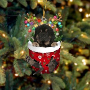 Tibetan Mastiff In Snow Pocket Christmas Ornament…