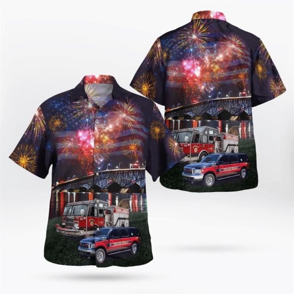 Town Of Tonawanda, New York, River Road Fire Co 4th Of July Hawaiian Shirt – Gifts For Firefighters In Tonawanda, NY