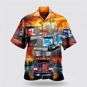 Truck Driver Jesus Bless In The Sunset Hawaiian Shirt Gifts For Christian Families 1 nm2lov.jpg