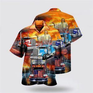 Truck Driver Jesus Bless In The Sunset Hawaiian Shirt Gifts For Christian Families 2 q897b6.jpg