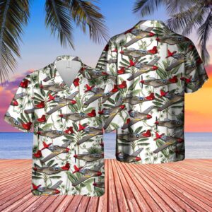 U.S. Air Force P-51 Red Tail Mustang Bunny Hawaiian Shirt - Mens Hawaiian Shirt - US Air Force Gifts