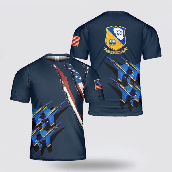 U.S. Navy Blue Angels McDonnell Douglas FA-18 Hornet 3D Printed T Shirt – Gifts For Navy Soldiers