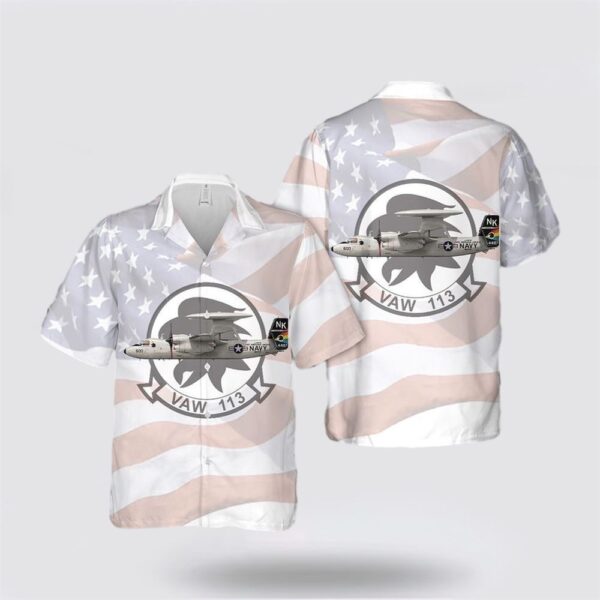 US Navy VAW-113 Black Eagles E-2C Hawaiian Shirt – Beachwear Gift For Military Personnel