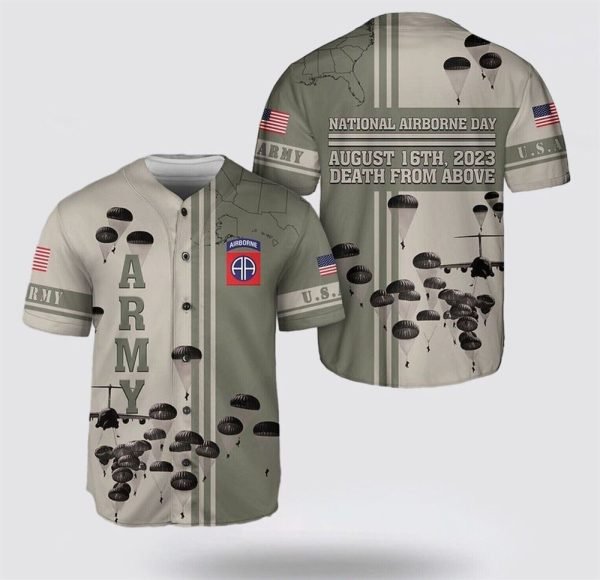 US Army Paratroopers With The 82nd Airborne Division Parachute Baseball Jersey – Gift For Military Personnel