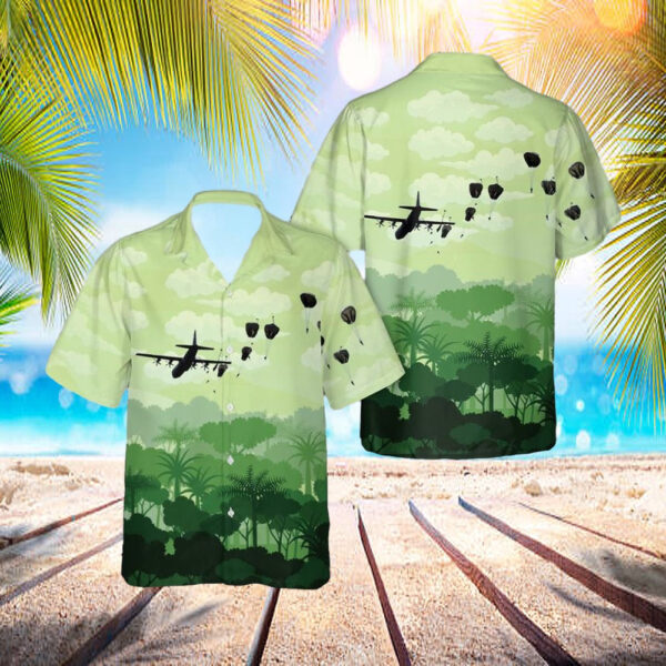 US Air Force C-130 Hercules drops on 70th anniversary of D-Day Hawaiian Shirt – Mens Hawaiian Shirt – US Air Force Gifts
