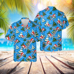 US Air Force North American T-6 Texan Christmas Hawaiian Shirt - Mens Hawaiian Shirt - US Air Force Gifts