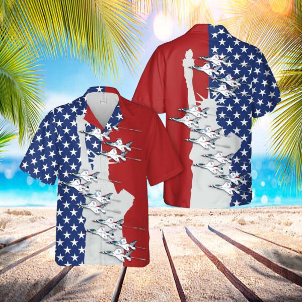 US Air Force Thunderbirds, 4th Of July V2 Hawaiian Shirt – Mens Hawaiian Shirt – US Air Force Gifts