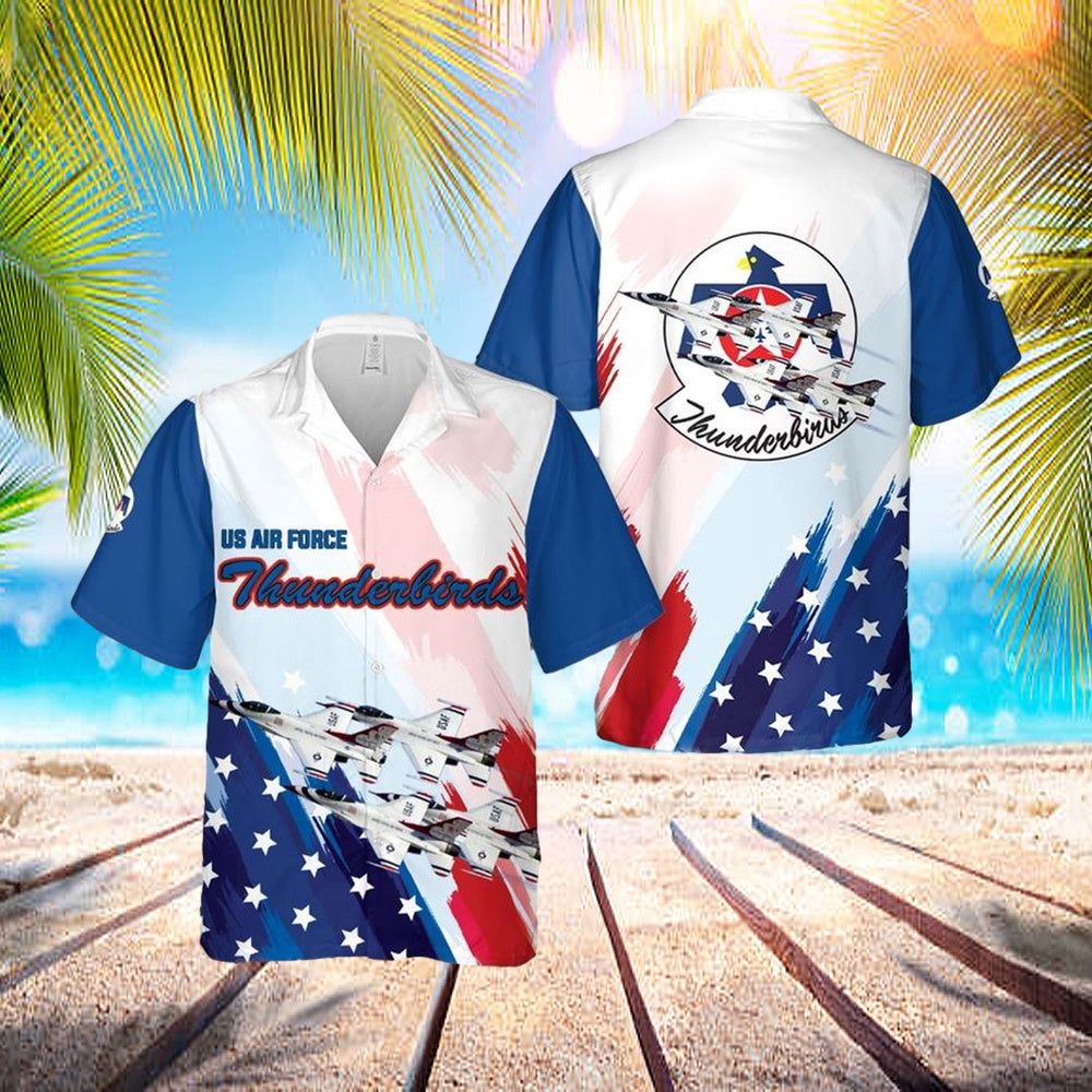US Air Force Thunderbirds, Red White And Blue Hawaiian Shirt – Mens Hawaiian Shirt – US Air Force Gifts