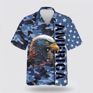 US Army Eagle American Flag Pattern Hawaiian…