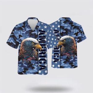 US Army Eagle American Flag Pattern Hawaiian Shirt - Gift For Military Personnel