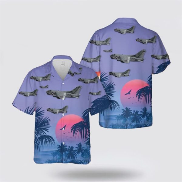 US Navy A7B Corsair II Of VA-155 Sliver Foxes Hawaiian Shirt – Gifts For Military Personnel