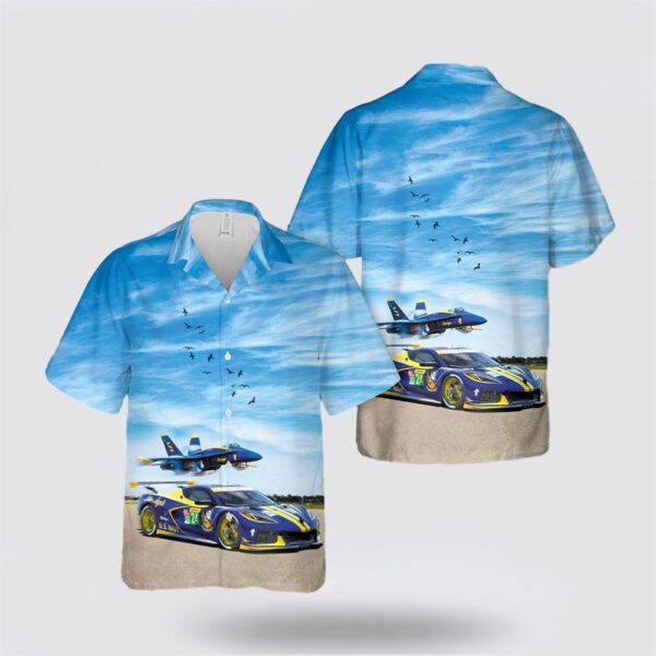 US Navy Blue Angels Chevrolet Corvette C8R GTE Hawaiian Shirt – Gifts For Navy Military Personnel