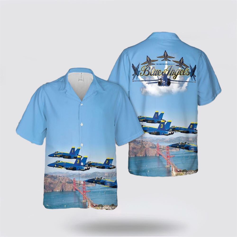 Excoolent US Navy Blue Angels Hawaiian Shirt - Beach Clothes Gifts for Navy Military Personnel