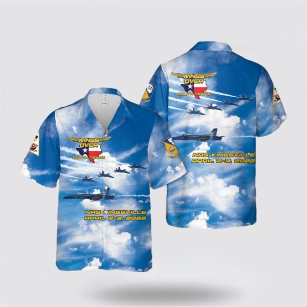 US Navy Blue Angels Wings Over South Texas Air Show Hawaiian Shirt – Beach Clothes For Navy Soldiers