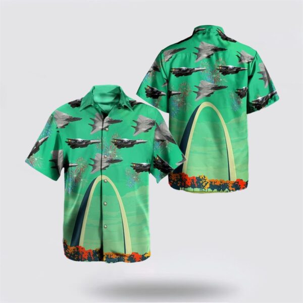 US Navy Grumman F-14 Tomcat Independence Day Gateway Arch Hawaiian Shirt – Gift For Military Personnel