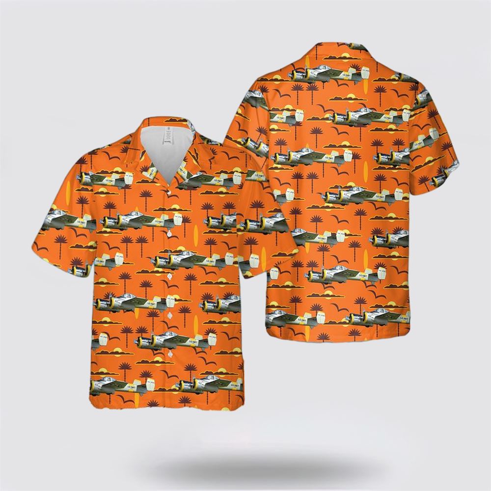 US Navy Grumman XF5F Skyrocket Hawaiian Shirt – Beachwear Gifts For Navy Military Personnel