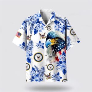 US Navy Hawaiian Shirt Proudly Served US Veteran Aloha Shirt 4th Of July Shirt – Gift For Military Personnel