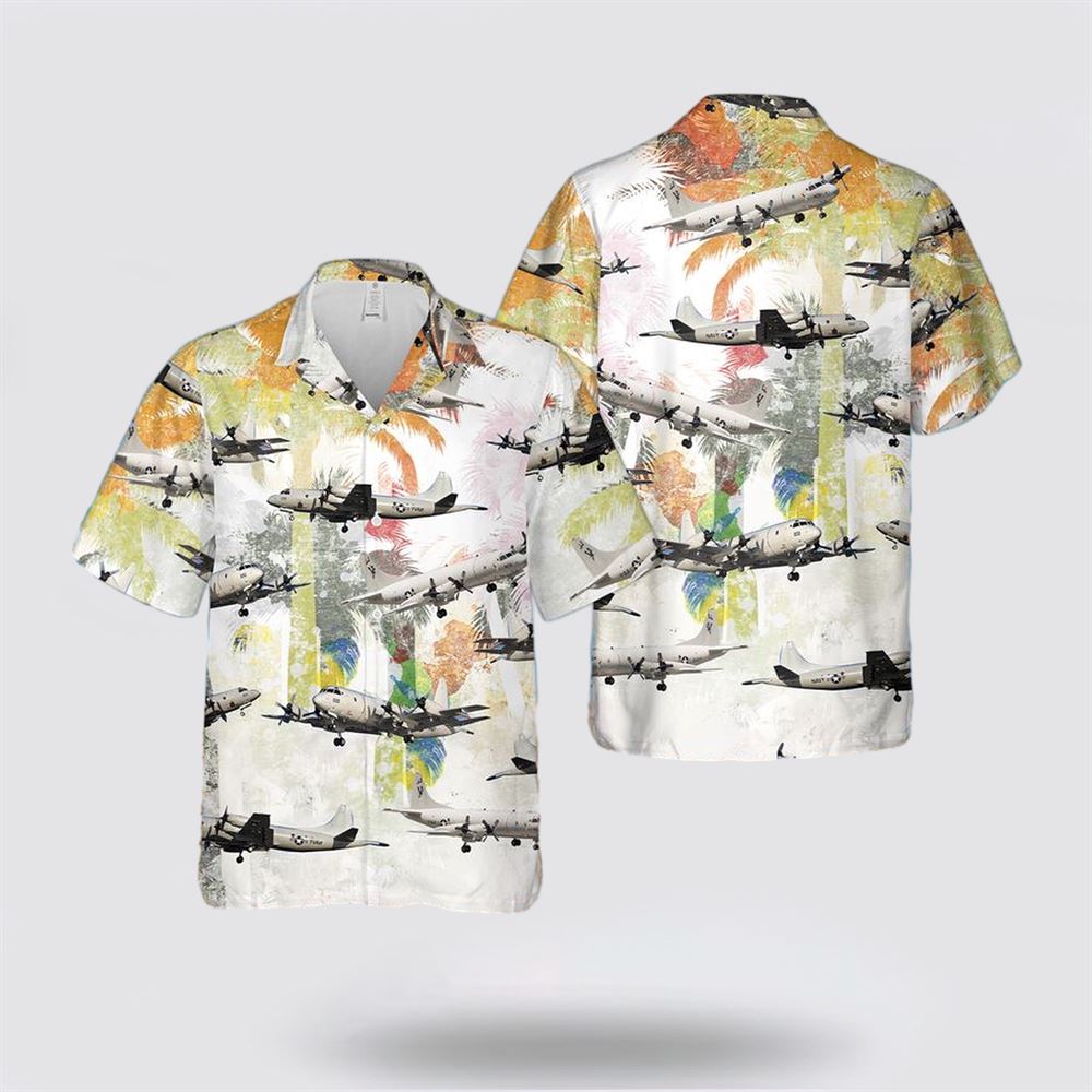 US Navy Lockheed P-3 Orion Hawaiian Shirt – Beachwear Gift For Military Personnel