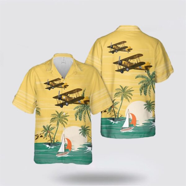US Navy Naval Aircraft Factory N3N-3 Yellow Peril Hawaiian Shirt – Gifts For Navy Soldiers