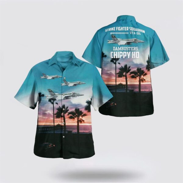 US Navy Strike Fighter Squadron 195 Dambusters Hawaiian Shirt – Beachwear Gifts For Navy Military Personnel