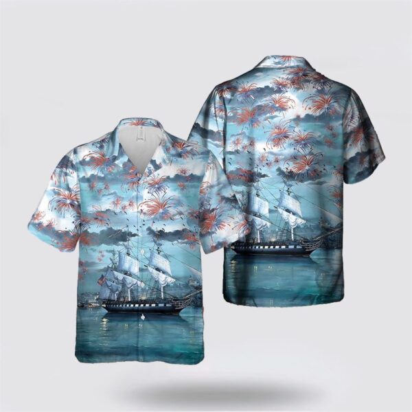 US Navy USS Constitution 4th of July Hawaiian Shirt – Beach Clothes Gifts For Military Personnel