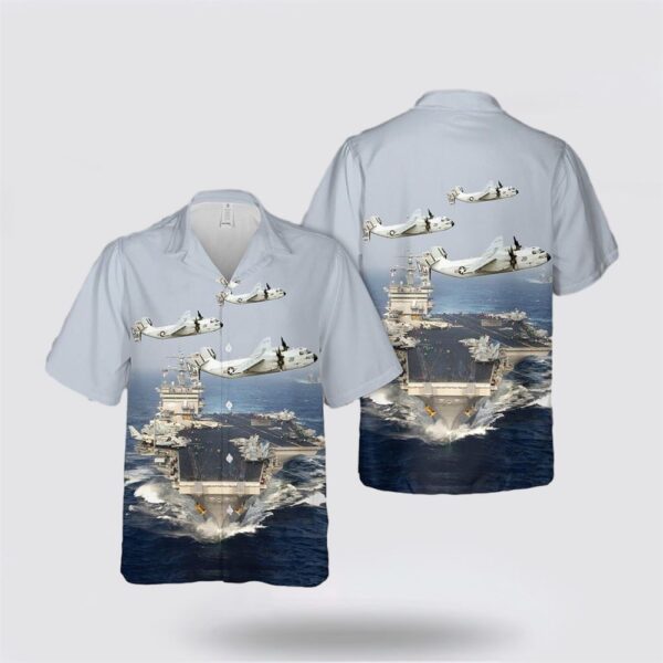 US Navy USS Enterprise (CVN-65) And C-2A Greyhound Of VRC-50 Hawaiian Shirt – Hawaiian Shirt Gift For Military Personnel