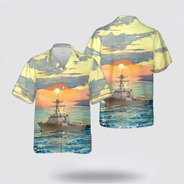 US Navy USS Forrest Sherman (DDG-98) Arleigh Burke Hawaiian Shirt – Beachwear Gifts For Navy Military Personnel